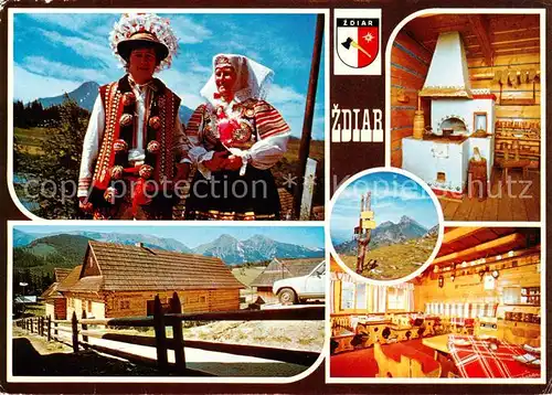 AK / Ansichtskarte  Zdiar_Vysoke_Tatry_SK Zdiarsky dom interier muzea a restauracie Zdiarsky kroj Havran a Zdiarska Vidla