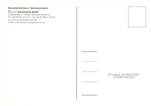 AK / Ansichtskarte  Gernrode_Harz Riesenwetterhaus Harzer Uhrenfabrik GmbH Gernrode Harz