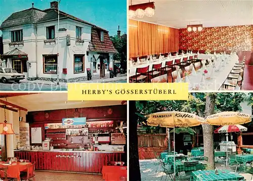 AK / Ansichtskarte  Maria-Enzersdorf_AT Herbys Goesserstueberl Speisesaal Theke Freiterrasse 