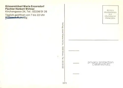 AK / Ansichtskarte  Maria-Enzersdorf_AT Herbys Goesserstueberl Speisesaal Theke Freiterrasse 