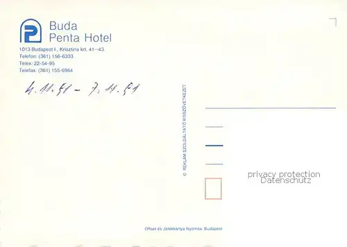 AK / Ansichtskarte 73857626 Budapest_HU Buda Penta Hotel Gastraum Rezeption Foyer Speiseraum 