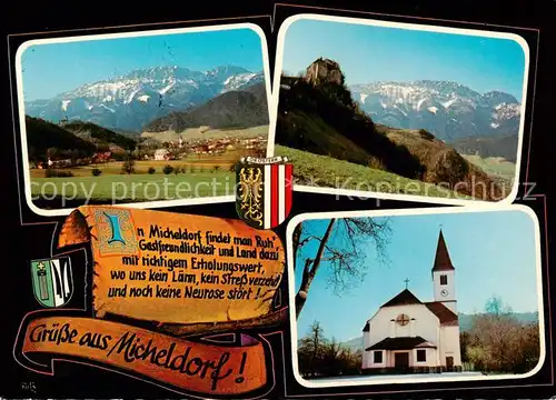 AK / Ansichtskarte  Micheldorf__Oberoesterreich_AT Panorama mit Kremsmauer Alt Pernstein Kirche 