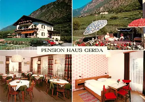 AK / Ansichtskarte  Kastelbell_Galsaun_Suedtirol_IT Pension Haus Gerda Terrasse Gaststube Zimmer 