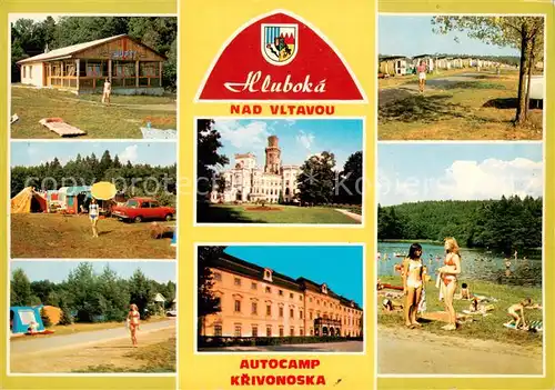 AK / Ansichtskarte  Hluboka_nad_Vltavou_CZ Autocamp Krivonoska Restaurant Strandpartie Hotels 