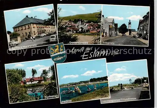 AK / Ansichtskarte  Eslarn Rathaus Marktplatz Panorama Tillyplatz Torfhaeusl Freibad Tillyschanze Eslarn