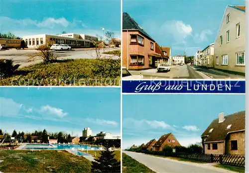 AK / Ansichtskarte 73857743 Lunden_Holstein Schule Freibad Ortspartien Lunden_Holstein