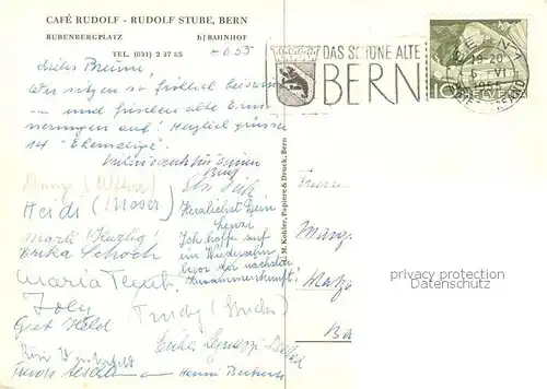 AK / Ansichtskarte  Bern_BE Cafe Rudolf Stube Bern_BE