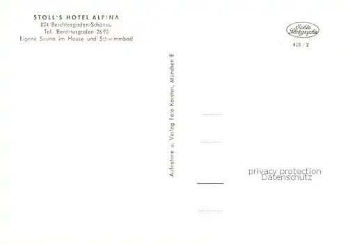 AK / Ansichtskarte  Schoenau_Berchtesgaden Stolls Hotel Alpina Schwimmbad Panorama Schoenau Berchtesgaden