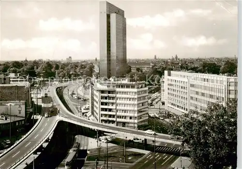 AK / Ansichtskarte  Duesseldorf Panorama Hochstrasse und Thyssen Haus Duesseldorf