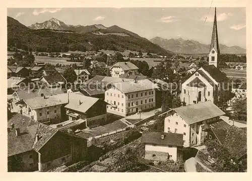 AK / Ansichtskarte  Bergen_Chiemgau Gasthof Pension Zum Hochfelln mit Hochgern und Kampenwand Bergen Chiemgau