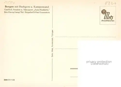 AK / Ansichtskarte  Bergen_Chiemgau Gasthof Pension Zum Hochfelln mit Hochgern und Kampenwand Bergen Chiemgau