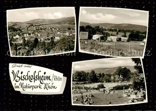 AK / Ansichtskarte  Bischofsheim_Rhoen Panorama Campingplatz Freibad Bischofsheim Rhoen