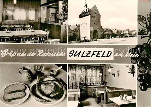 AK / Ansichtskarte  Sulzfeld_Main Gaststaette Ratsstube Stadttor Fruehstuecksraum Sulzfeld Main