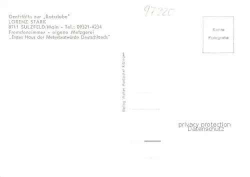 AK / Ansichtskarte  Sulzfeld_Main Gaststaette Ratsstube Stadttor Fruehstuecksraum Sulzfeld Main