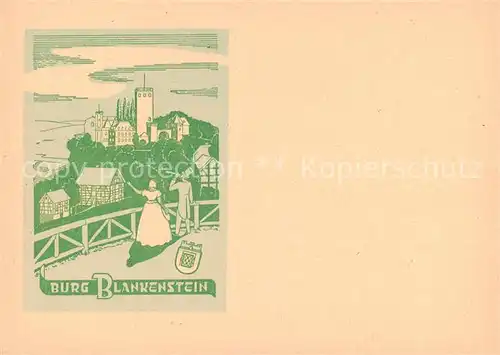 AK / Ansichtskarte  Blankenstein_Ruhr Blick zur Burg Kuenstlerkarte Blankenstein_Ruhr