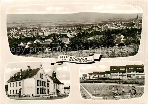 AK / Ansichtskarte  Muelheim-Kaerlich_Koblenz Panorama Rathaus Freibad 