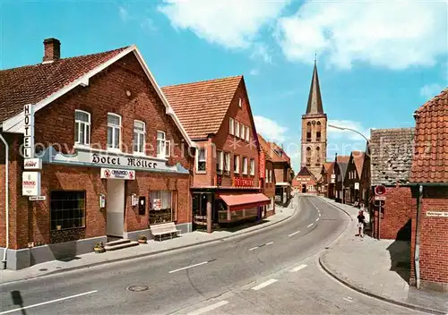 AK / Ansichtskarte 73857959 Emsbueren Lange Strasse Hotel Moeller Blick zur Kirche Emsbueren