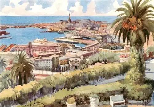 AK / Ansichtskarte  Genova_Genua_Liguria_IT Il porto visto dal Castello de Albertis Kuenstlerkarte 