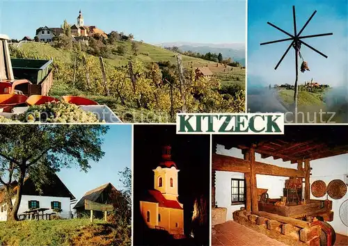 AK / Ansichtskarte  Kitzeck_Sausal Steirisches Weinmuseum Windrad Kirche Weinpresse Kitzeck Sausal