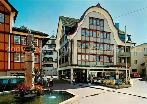 AK / Ansichtskarte  Appenzell_IR Haus Bazar Hersche Brunnen Appenzell IR