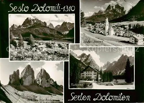 AK / Ansichtskarte  Sexten_Sesto_Suedtirol_IT Panorama Drei Zinnen Fischleintal Ortsansicht 