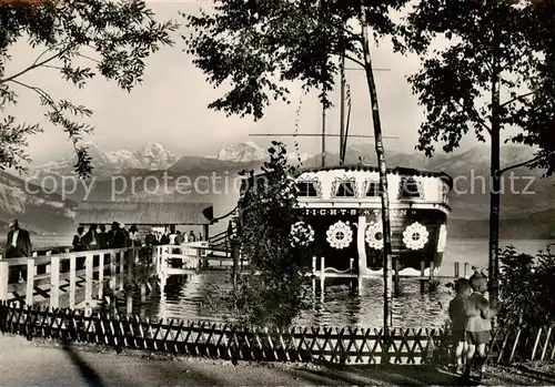 AK / Ansichtskarte  Thun_BE Fregatte Nichts Thun mit Blick auf Thunersee Eiger Moench und Jungfrau Berner Alpen Kant. bernische Ausstellung Thun_BE