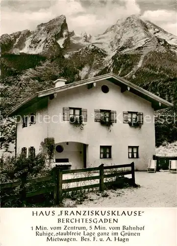 AK / Ansichtskarte  Berchtesgaden Haus Franziskusklause Alpen Berchtesgaden