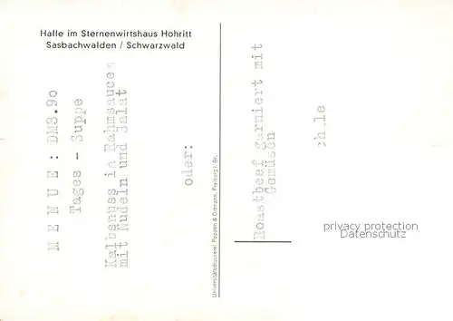 AK / Ansichtskarte  Sasbachwalden Halle im Sternenwirtshaus Hohritt Sasbachwalden