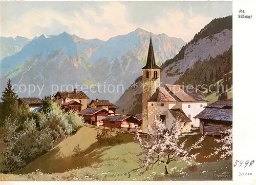 AK / Ansichtskarte  Inden_Leuk_VS Motiv mit Kirche Alpen Kuenstlerkarte 