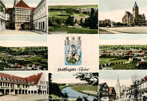 AK / Ansichtskarte 73858239 Hattingen__Ruhr Altes und neues Rathaus Gesamtansicht Blick zum Isenberg Suedstadt Kraemerdorf Untermarkt an der Ruhr 