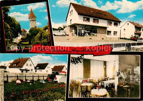 AK / Ansichtskarte  Ostheim__Rhoen Café Pension Am Hallenbad Turm