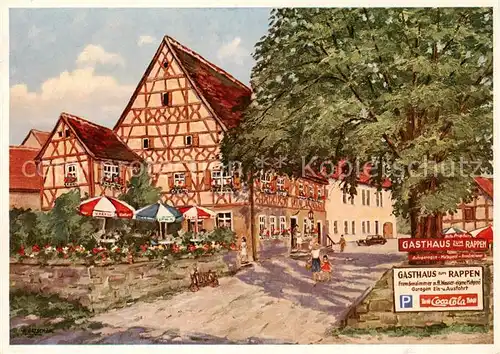 AK / Ansichtskarte  Oberickelsheim Gasthaus zum Rappen Kuenstlerkarte Oberickelsheim