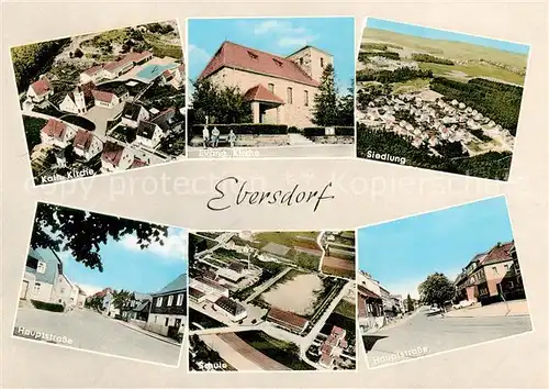 AK / Ansichtskarte 73858252 Ebersdorf_Kronach Kirche Siedlung Luftbild Hauptstrasse Schule Ebersdorf Kronach
