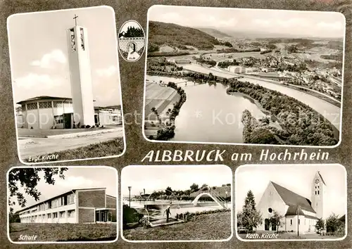 AK / Ansichtskarte  Albbruck Kirche Schule Freibad Panorama Luftbild Albbruck