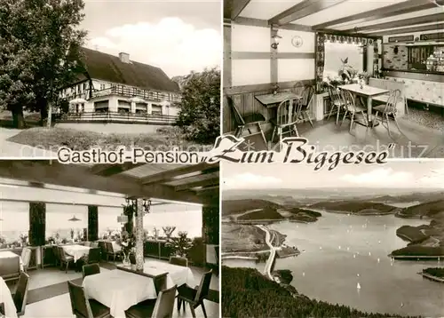 AK / Ansichtskarte 73858271 Eichhagen_Biggesee Gasthof Pension zum Biggesee Gasthaus Fliegeraufnahme Eichhagen Biggesee