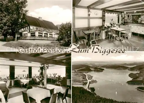 AK / Ansichtskarte  Eichhagen_Biggesee Gasthof Pension zum Biggesee Gasthaus Fliegeraufnahme Eichhagen Biggesee