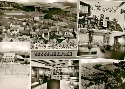 AK / Ansichtskarte 73858298 Sassenhausen Gasthaus Pension Schoene Aussicht Panorama Landschaft Sassenhausen