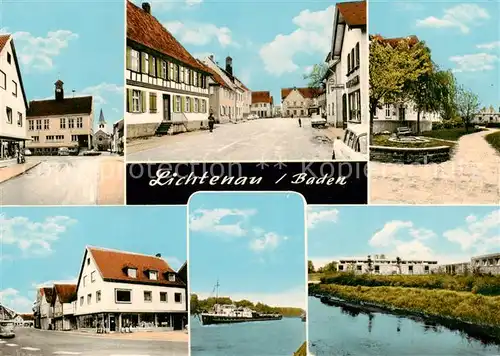 AK / Ansichtskarte 73858301 Lichtenau_Baden Teilansichten Partie am Rhein Binnenschifffart Lichtenau_Baden