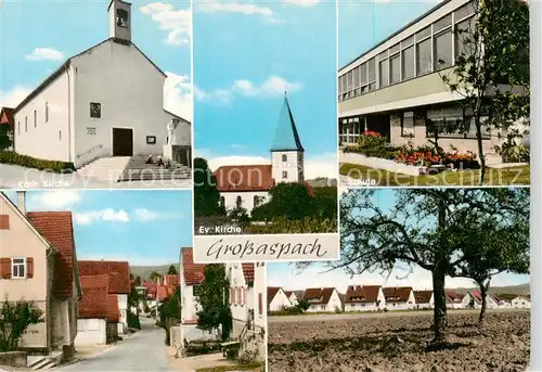 AK / Ansichtskarte 73858308 Grossaspach Kirche Schule Hauptstrasse Wohnsiedlung Grossaspach