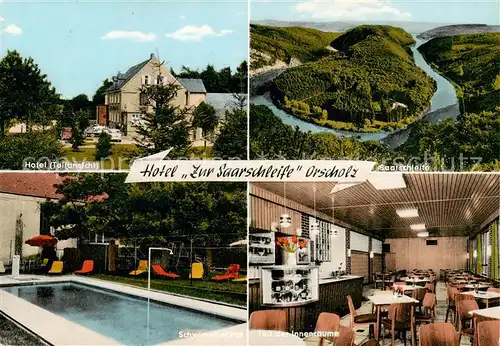 AK / Ansichtskarte 73858322 Orscholz Hotel Restaurant Swimming Pool Landschaftspanorama Saarschleife Orscholz