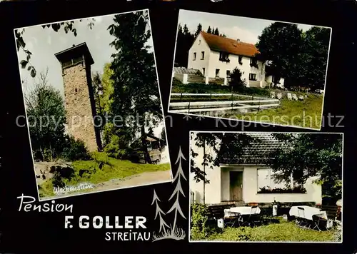 AK / Ansichtskarte 73858335 Streitau_Woernsmuehl Pension Gollter Weissenstein Turm Streitau Woernsmuehl