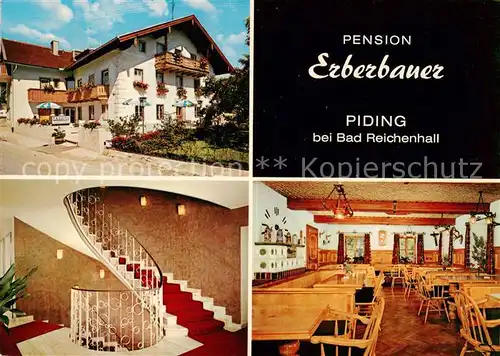 AK / Ansichtskarte  Piding Pension Erberbauer Gastraum Treppenaufgang Piding