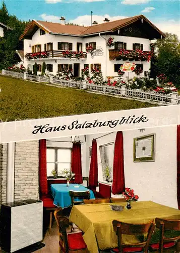 AK / Ansichtskarte  Ainring Haus Salzburgblick Gaestehaus Gastraum Ainring