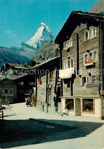 AK / Ansichtskarte  Zermatt_VS Dorfpartie mit Matterhorn Zermatt_VS