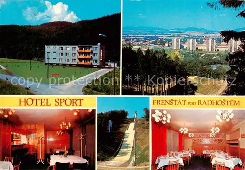 AK / Ansichtskarte  Frenstat_pod_Radhostem_CZ Hotel Sport lezi na upati Horecek s dominantou nejvetsiho skokanskeho mustku na svete s umelou hmotou 