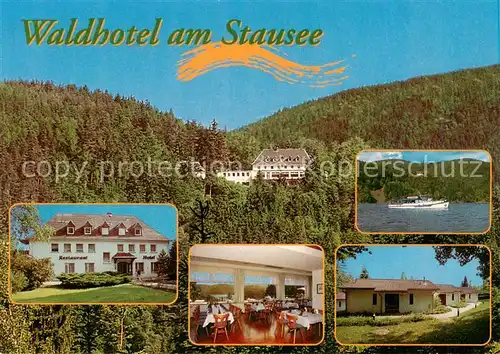 AK / Ansichtskarte  Bucha_Gosswitz_Saalfeld Waldhotel am Stausee Gastraum Bungalows Seepartie 