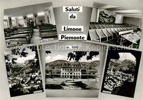 AK / Ansichtskarte 73858485 Limone_Piemonte_IT Interno Chiesa Panorama Facciata Preventorio Solarium 