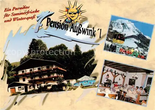 AK / Ansichtskarte  Russbach_Niederoesterreich_AT Pension Ausswinkl Gaststube Seilbahn 