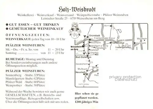 AK / Ansichtskarte  Weisenheim_Berg Weinkellerei Holz-Weisbrodt Gastraeume Weisenheim Berg