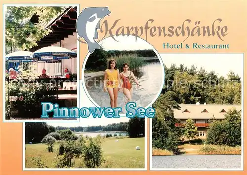 AK / Ansichtskarte 73858586 Pinnow-Heideland Hotel Restaurant Karpfenschaenke Blick zum Pinnower See Pinnow-Heideland